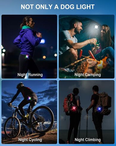 Dog Lights for Night Walking - 2 Pack 4 Modes Dog Collar Light, Rechargeable Dog Walking Light for Nighttime Clip On, IP68 Waterproof Durable Dogs Safety Light (Black) in Saudi Arabia