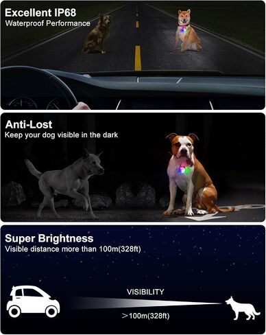 Dog Lights for Night Walking - 2 Pack 4 Modes Dog Collar Light, Rechargeable Dog Walking Light for Nighttime Clip On, IP68 Waterproof Durable Dogs Safety Light (Black) in Saudi Arabia
