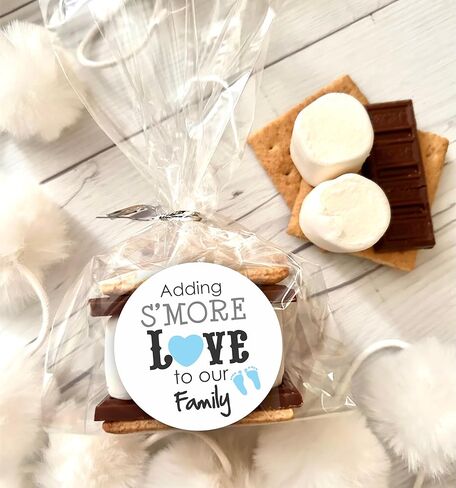 ملصقات S'more Love - ملصقات استحمام للفتيات الصغيرات - إضافة المزيد من الحب إلى ملصقات عائلتنا - ملصقات شكرًا لك على الاحتفال معي (وردي) (وردي) in Saudi Arabia