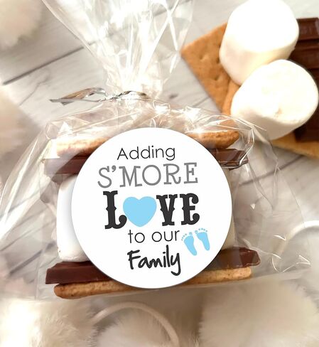 ملصقات S'more Love - ملصقات استحمام للفتيات الصغيرات - إضافة المزيد من الحب إلى ملصقات عائلتنا - ملصقات شكرًا لك على الاحتفال معي (وردي) (وردي) in Saudi Arabia