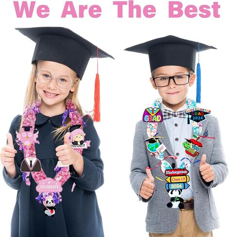 Candy Leis for Graduation 2024, 12 Pcs Candy Lei Tubing 2.8 x 51 Inch Graduation Candy Lei Making Kit Supplies with 2 Color Ribbons Candy Lei Netting for Kindergarten Graduation Party Gift in Saudi Arabia
