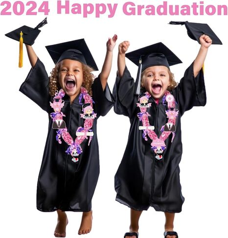 Candy Leis for Graduation 2024, 12 Pcs Candy Lei Tubing 2.8 x 51 Inch Graduation Candy Lei Making Kit Supplies with 2 Color Ribbons Candy Lei Netting for Kindergarten Graduation Party Gift in Saudi Arabia