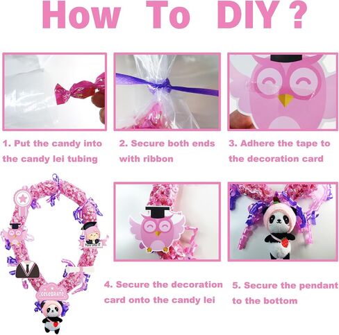 Candy Leis for Graduation 2024, 12 Pcs Candy Lei Tubing 2.8 x 51 Inch Graduation Candy Lei Making Kit Supplies with 2 Color Ribbons Candy Lei Netting for Kindergarten Graduation Party Gift in Saudi Arabia