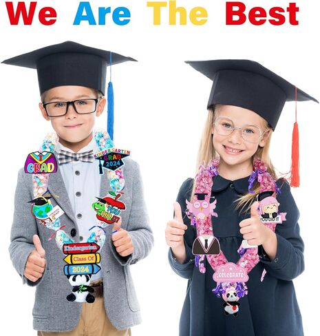 Candy Leis للتخرج 2024، 12 قطعة من أنابيب Candy Lei مقاس 2.8 × 51 بوصة مجموعة أدوات صنع حلوى التخرج مع شريطين ملونين شبكة حلوى Lei لهدايا حفلات التخرج في رياض الأطفال in Kuwait