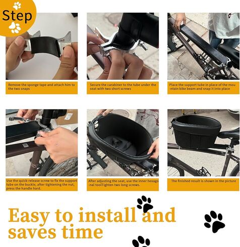 Dog Bike Basket, Adjustable Safety Strap Pet Bike Basket, Bike Dog Basket with Black Liner,for Up to 15lbs Small Dogs Cats Pets(Black) in Saudi Arabia