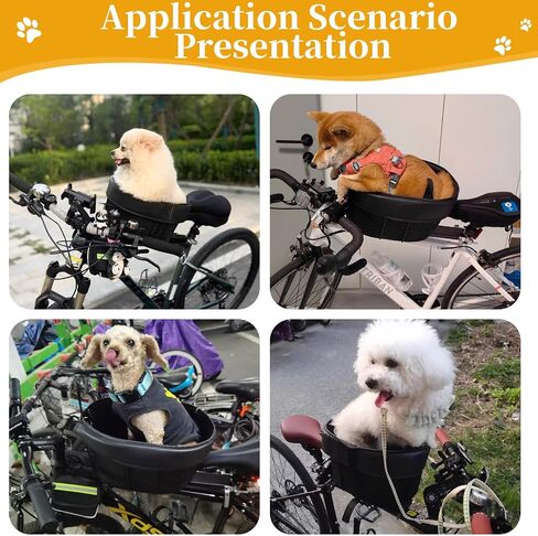 Dog Bike Basket, Adjustable Safety Strap Pet Bike Basket, Bike Dog Basket with Black Liner,for Up to 15lbs Small Dogs Cats Pets(Black) in Saudi Arabia
