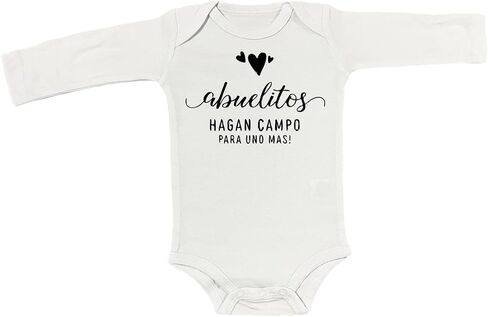 Abuelos Hagan Campo Para Una Mas Baby Romper Hola Abuelos Anuncio De Bebé Spanish Pregnancy Announcement Bodysuit (0-6 Months, Uno Mas Print-Short Sleeve Romper) in Saudi Arabia