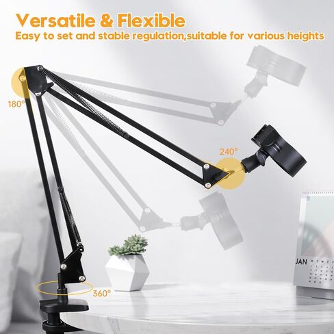 Dog Hair Dryer Holder- 360° Rotating Hands-Free Stand with Adjustable Clamp Mount for Dog and Cat Blow Dryers,Pet Dog Cat Grooming Table Hair Dryer Clamp Clip Holder Flexible Durable Safe in Saudi Arabia