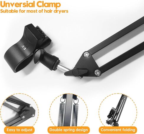 Dog Hair Dryer Holder- 360° Rotating Hands-Free Stand with Adjustable Clamp Mount for Dog and Cat Blow Dryers,Pet Dog Cat Grooming Table Hair Dryer Clamp Clip Holder Flexible Durable Safe in Saudi Arabia