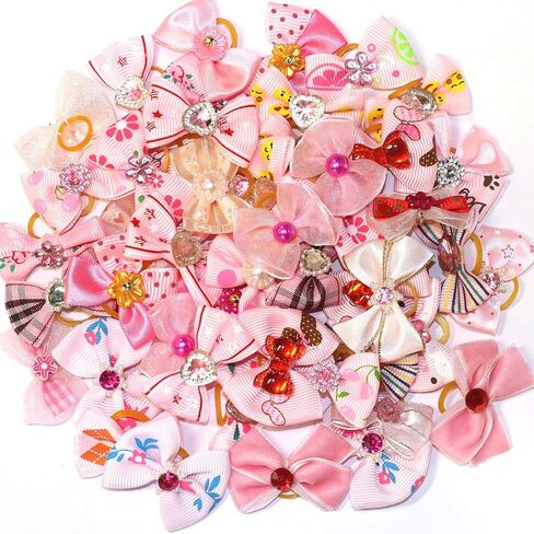 20pcs Dog Hair Bow Bowknot, Dog Bows Cute, Puppy Hair Bows Mix Styles Pet Grooming Rubber Bands Dogs Hair Accessories Handmade Hair Bows for Yorkie Puppy Dogs in Saudi Arabia