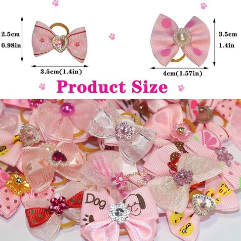 20pcs Dog Hair Bow Bowknot, Dog Bows Cute, Puppy Hair Bows Mix Styles Pet Grooming Rubber Bands Dogs Hair Accessories Handmade Hair Bows for Yorkie Puppy Dogs in Saudi Arabia