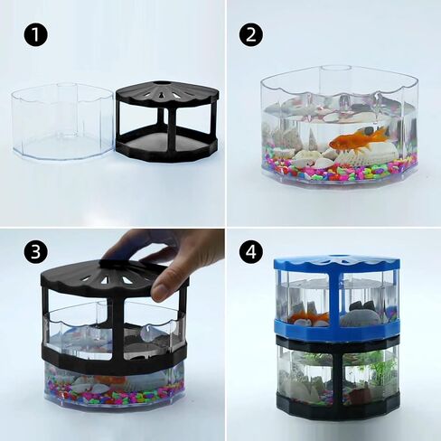 Mini Sea Monkey Fish Tank - Small Betta Fish Tank Goldfish Aquarium Kit with Aquarium Gravel & Plastic Plants, Shell Shaped Cute Tiny Tank for Shrimp Crabs Starfish Moss Ball in Saudi Arabia
