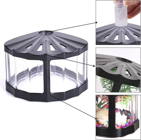 Mini Sea Monkey Fish Tank - Small Betta Fish Tank Goldfish Aquarium Kit with Aquarium Gravel & Plastic Plants, Shell Shaped Cute Tiny Tank for Shrimp Crabs Starfish Moss Ball in Saudi Arabia