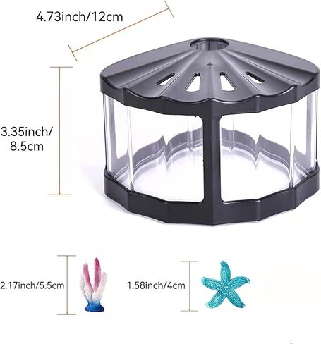 Mini Sea Monkey Fish Tank - Small Betta Fish Tank Goldfish Aquarium Kit with Aquarium Gravel & Plastic Plants, Shell Shaped Cute Tiny Tank for Shrimp Crabs Starfish Moss Ball in Saudi Arabia