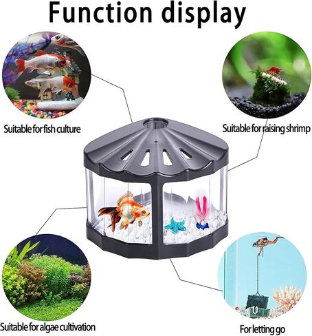 Mini Sea Monkey Fish Tank - Small Betta Fish Tank Goldfish Aquarium Kit with Aquarium Gravel & Plastic Plants, Shell Shaped Cute Tiny Tank for Shrimp Crabs Starfish Moss Ball in Saudi Arabia