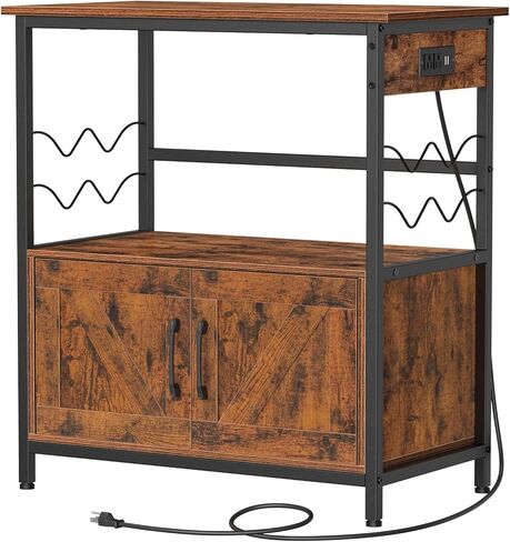 Snughome Aquarium Stand, Fish Tank Stand with Cabinet for Fish Tank Accessories Storage, Metal Fish Tank Stand 29.92" x 16.53" x 32.87", Rustic Brown in Kuwait