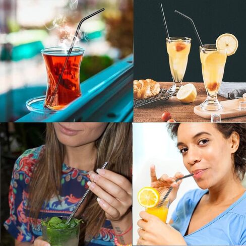 10 Pack Reusable Stainless Steel Metal Straws,10.5" Long Black Straw for 30oz and 20oz Glasses，Dishwasher-Safe Metal Straw，Comes With 2 Straw Cleaning Brushes in Saudi Arabia