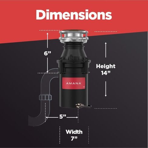 Amana A50 W/C Kitchen Garbage, 1/2 HP Motor Continuous Feed Food Waste Disposer, Black in Saudi Arabia