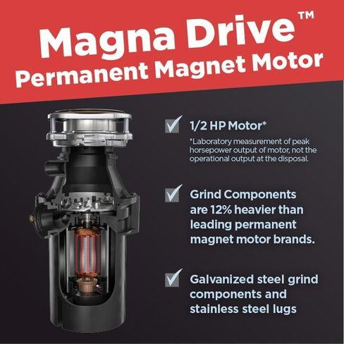 Amana A50 W/C Kitchen Garbage, 1/2 HP Motor Continuous Feed Food Waste Disposer, Black in Saudi Arabia