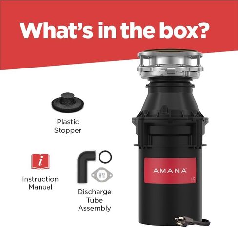 Amana A50 W/C Kitchen Garbage, 1/2 HP Motor Continuous Feed Food Waste Disposer, Black in Saudi Arabia