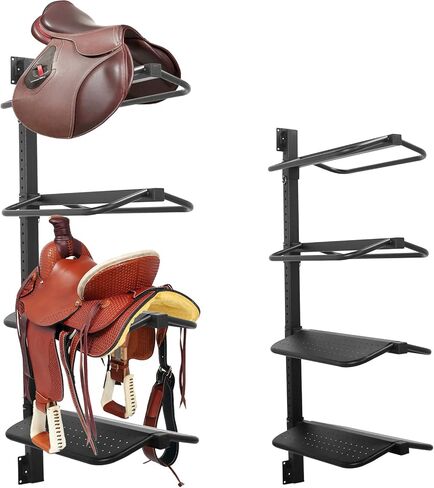 Adjustable Height Saddle Rack Wall Mount Saddle Rack Wall Mount - Saddle Rack Stand -Wall Mounted Equestrian Saddle Holder - 2-4 Tiered Options - Supports to 250LB in Saudi Arabia