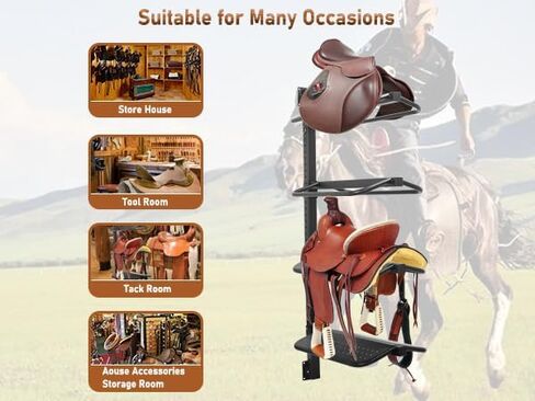 Adjustable Height Saddle Rack Wall Mount Saddle Rack Wall Mount - Saddle Rack Stand -Wall Mounted Equestrian Saddle Holder - 2-4 Tiered Options - Supports to 250LB in Saudi Arabia