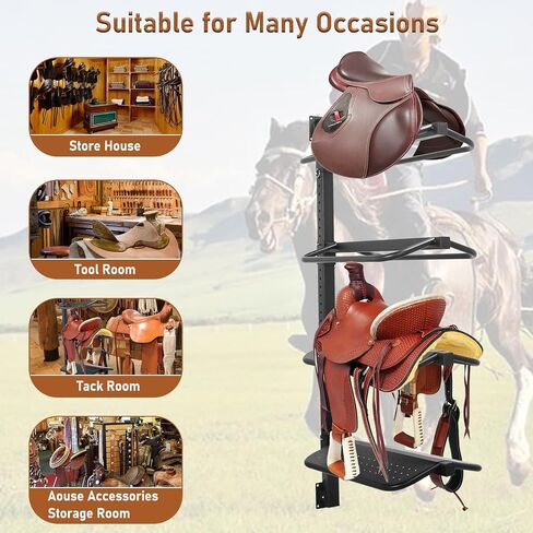 Adjustable Height Saddle Rack Wall Mount Saddle Rack Wall Mount - Saddle Rack Stand -Wall Mounted Equestrian Saddle Holder - 2-4 Tiered Options - Supports to 250LB in Saudi Arabia
