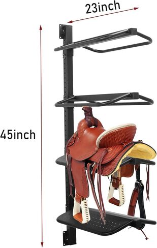 Adjustable Height Saddle Rack Wall Mount Saddle Rack Wall Mount - Saddle Rack Stand -Wall Mounted Equestrian Saddle Holder - 2-4 Tiered Options - Supports to 250LB in Saudi Arabia