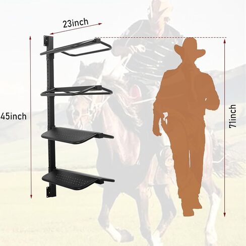 Adjustable Height Saddle Rack Wall Mount Saddle Rack Wall Mount - Saddle Rack Stand -Wall Mounted Equestrian Saddle Holder - 2-4 Tiered Options - Supports to 250LB in Saudi Arabia