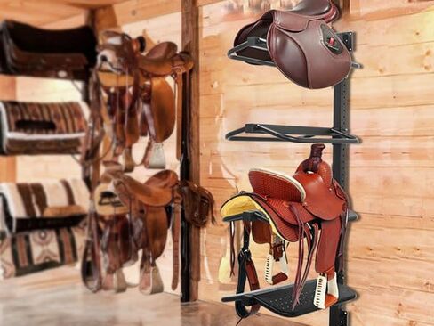 Adjustable Height Saddle Rack Wall Mount Saddle Rack Wall Mount - Saddle Rack Stand -Wall Mounted Equestrian Saddle Holder - 2-4 Tiered Options - Supports to 250LB in Saudi Arabia