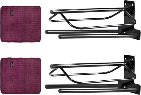 Harrison Howard Wall-Mounted Saddle Rack with 2 Black Stands for Horse Tack and Saddle Storage - Easy Installation, Quality Metal,with 2 Suede Saddle Rack Savers Burgundy in Saudi Arabia
