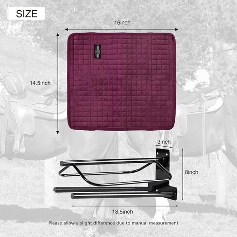 Harrison Howard Wall-Mounted Saddle Rack with 2 Black Stands for Horse Tack and Saddle Storage - Easy Installation, Quality Metal,with 2 Suede Saddle Rack Savers Burgundy in Saudi Arabia