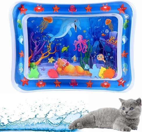 Thickened Water Sensory Playmat for Cats，Water Sensor Play Mat，Water Sensor Playmat with Fish for Cool Comfortable Pet Play （Square） in Kuwait