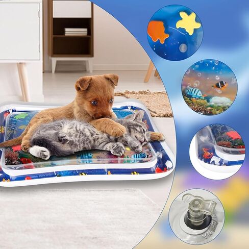 Thickened Water Sensory Playmat for Cats，Water Sensor Play Mat，Water Sensor Playmat with Fish for Cool Comfortable Pet Play （Square） in Kuwait
