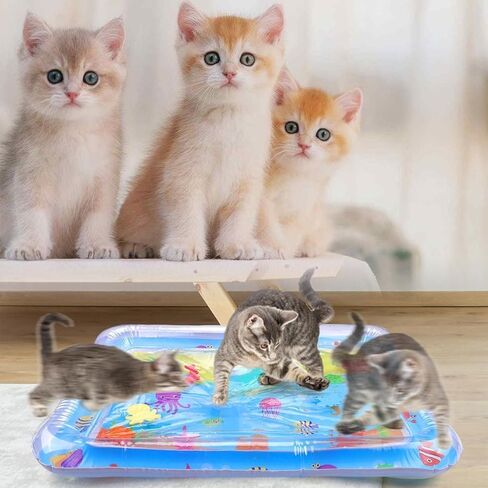 Thickened Water Sensory Playmat for Cats，Water Sensor Play Mat，Water Sensor Playmat with Fish for Cool Comfortable Pet Play （Square） in Kuwait