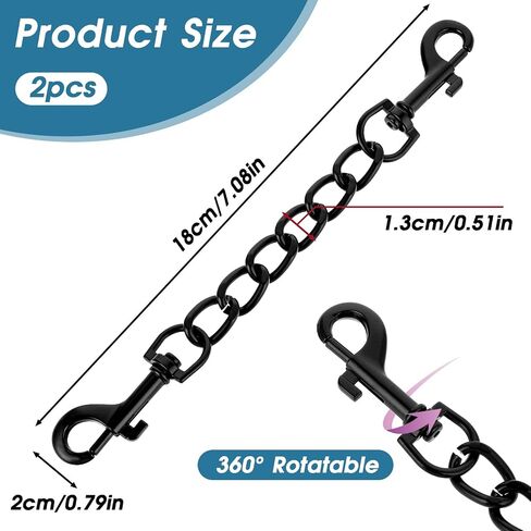 2 PCS Dog Collar Safety Clip Prong Collar Safety Clip Dog Harness Collar Connector 7.1inch Black Metal Double Ended Backup Dog Collar Clip for Dog Harness Chain Dog Necklaces Dog Strap in Saudi Arabia
