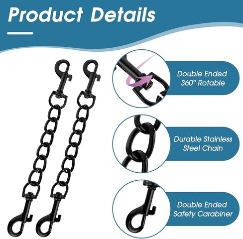 2 PCS Dog Collar Safety Clip Prong Collar Safety Clip Dog Harness Collar Connector 7.1inch Black Metal Double Ended Backup Dog Collar Clip for Dog Harness Chain Dog Necklaces Dog Strap in Saudi Arabia