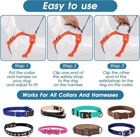 2 PCS Dog Collar Safety Clip Prong Collar Safety Clip Dog Harness Collar Connector 7.1inch Black Metal Double Ended Backup Dog Collar Clip for Dog Harness Chain Dog Necklaces Dog Strap in Saudi Arabia