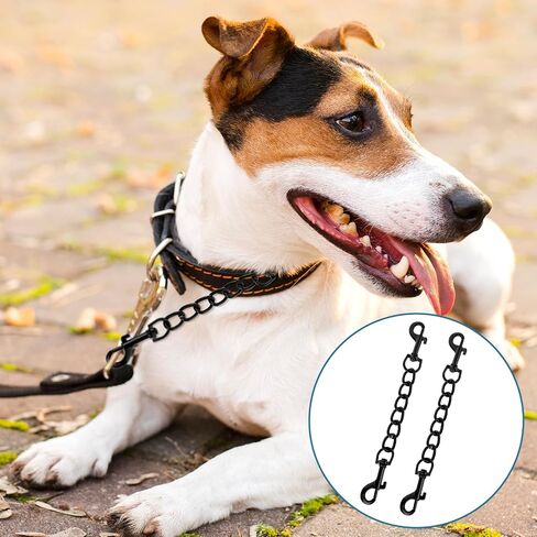 2 PCS Dog Collar Safety Clip Prong Collar Safety Clip Dog Harness Collar Connector 7.1inch Black Metal Double Ended Backup Dog Collar Clip for Dog Harness Chain Dog Necklaces Dog Strap in Saudi Arabia