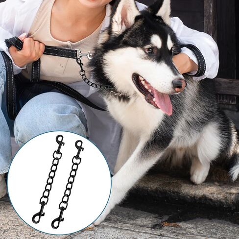 2 PCS Dog Collar Safety Clip Prong Collar Safety Clip Dog Harness Collar Connector 7.1inch Black Metal Double Ended Backup Dog Collar Clip for Dog Harness Chain Dog Necklaces Dog Strap in Saudi Arabia