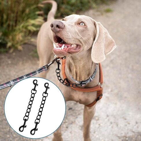 2 PCS Dog Collar Safety Clip Prong Collar Safety Clip Dog Harness Collar Connector 7.1inch Black Metal Double Ended Backup Dog Collar Clip for Dog Harness Chain Dog Necklaces Dog Strap in Saudi Arabia