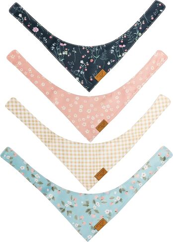 Remy+Roo Spring Dog Bandanas - 4 Pack Meadow Set | Premium Durable Adjustable Polyester Fabric | Patented Shape Girl Dog Bandana, Floral Bandana for Dogs (Small) in Saudi Arabia