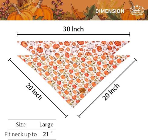 CROWNED BEAUTY Fall Dog Bandanas Reversible Large 2 Pack, Pumpkin Parade Set, Plaid Adjustable Triangle Holiday Scarves for Medium Large Extra Large Dogs Boy Girl Pets DB122-L in Saudi Arabia