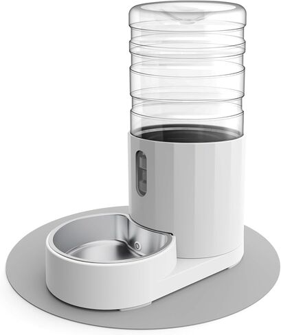 Pet Water Dispenser 4L with Placemat and Stainless Steel Bowl, Unplugged Automatic Gravity Water Dispenser, Easy to Clean, Safe for Pets in Kuwait