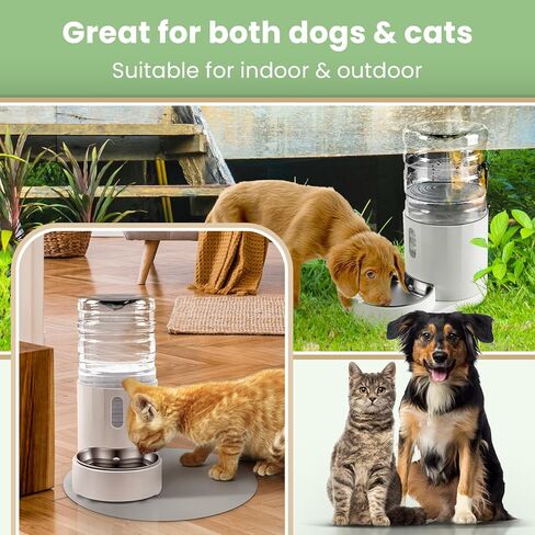 Pet Water Dispenser 4L with Placemat and Stainless Steel Bowl, Unplugged Automatic Gravity Water Dispenser, Easy to Clean, Safe for Pets in Kuwait