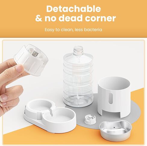 Pet Water Dispenser 4L with Placemat and Stainless Steel Bowl, Unplugged Automatic Gravity Water Dispenser, Easy to Clean, Safe for Pets in Kuwait