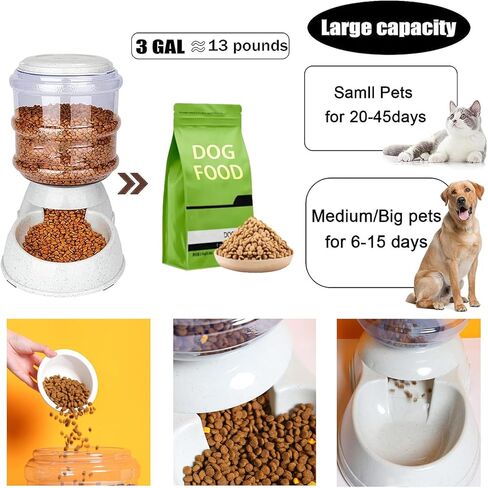 Automatic Dog Feeders, Dog Feeder Dispenser for Large Dogs, 3 Gallon Gravity Automatic Dog Cat Feeder Station, Dry Food Storage Container Bowl for Adult Dogs in Saudi Arabia