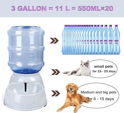 Automatic Dog Feeders, Dog Feeder Dispenser for Large Dogs, 3 Gallon Gravity Automatic Dog Cat Feeder Station, Dry Food Storage Container Bowl for Adult Dogs in Saudi Arabia