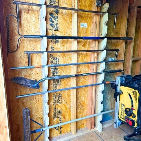 Garden Tool Organizer, 6 Feet Wood Yard Tool Storage Rack for Garage, Shed - Organizes Shovels, Rakes, Brooms, Mops, Hats, Fabric, and More in Saudi Arabia