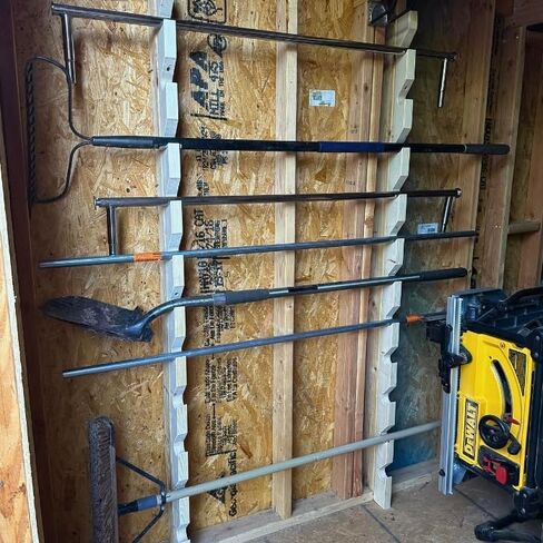 Garden Tool Organizer, 6 Feet Wood Yard Tool Storage Rack for Garage, Shed - Organizes Shovels, Rakes, Brooms, Mops, Hats, Fabric, and More in Saudi Arabia